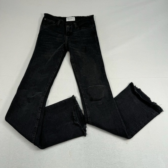 Motel Denim Flare Leg Jeans Womems Size 24X34 Faded Black Mid Rise - Picture 2 of 11